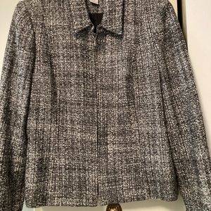 Zipper close tweed jacket